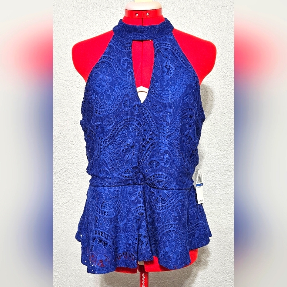 Blue Lace Halter Top